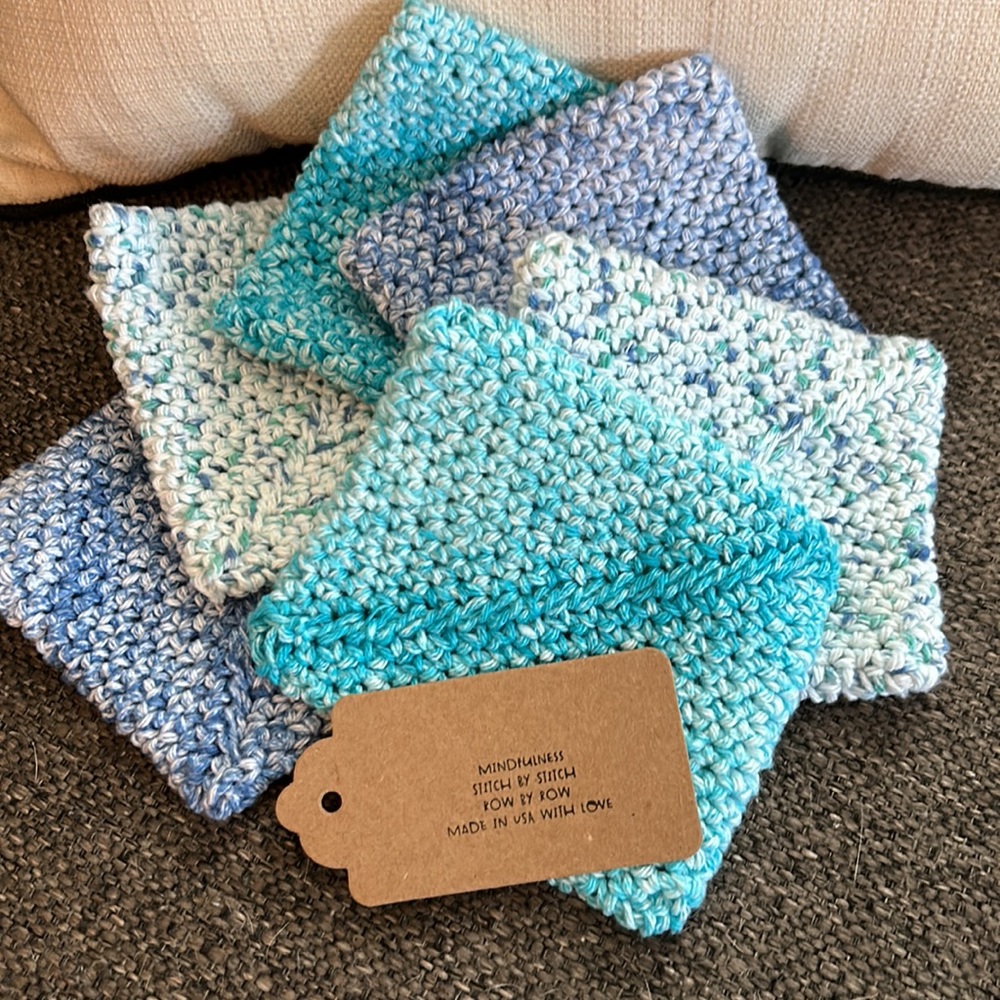 NWT 6 Coasters Made in USA with 100% recycled cotton! Perfect to use as trivet!